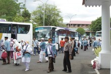 Disambut di Gedung Indo Jalito, Jemaah Haji Tanah Datar Pulang Dengan Selamat