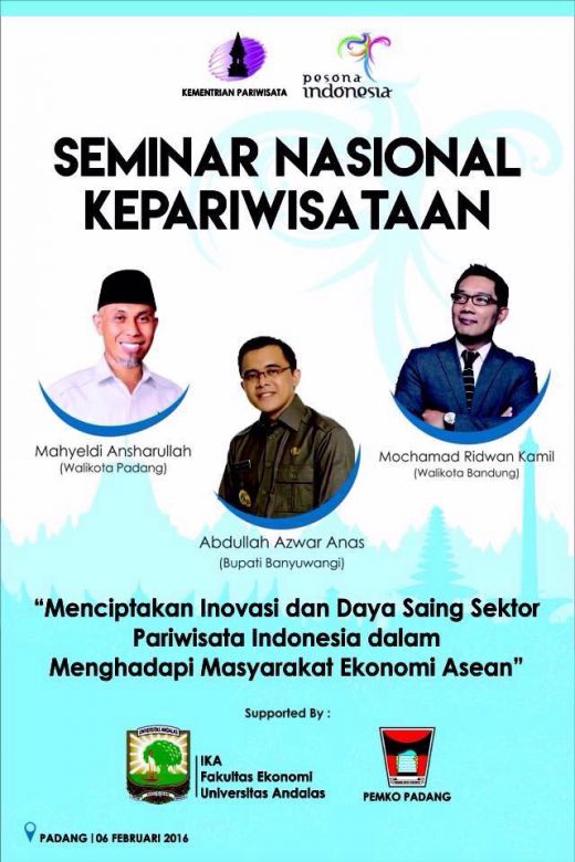 Mahyeldi, Ridwan Kamil dan Azwar Anas Akan Bicara Kepariwisataan Nasional di Padang