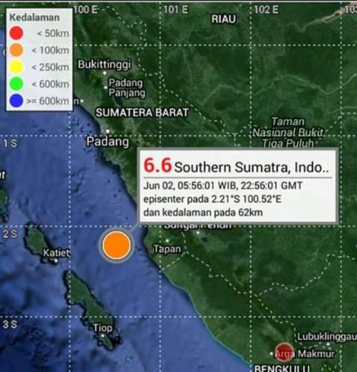 Tidak Ada Kerusakan di Kota Padang Akibat Gempa 6.5 SR