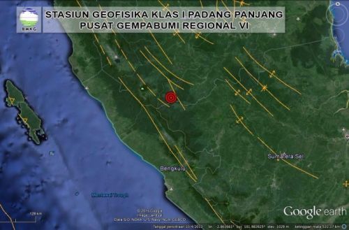 Gempa 3,4 SR Goyang Kabupaten Merangin, Jambi