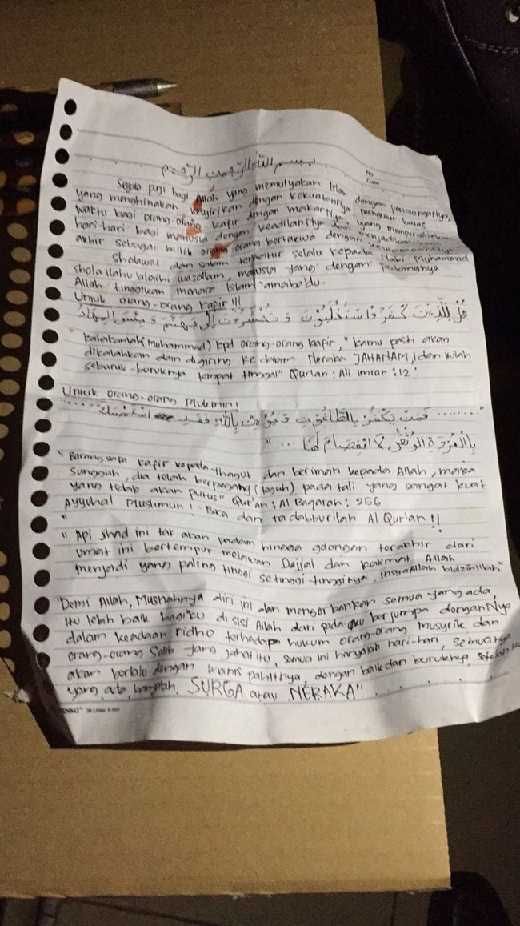 Ini Surat Jihad yang Diamankan Polisi Saat Kebakaran di Mapolres Dharmasraya Sumbar