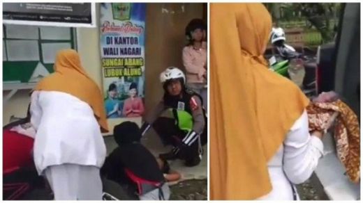 Seorang Ibu Melahirkan di Pinggir Jalan Lubuk Alung, Warga dan Polisi Ikut Membantu