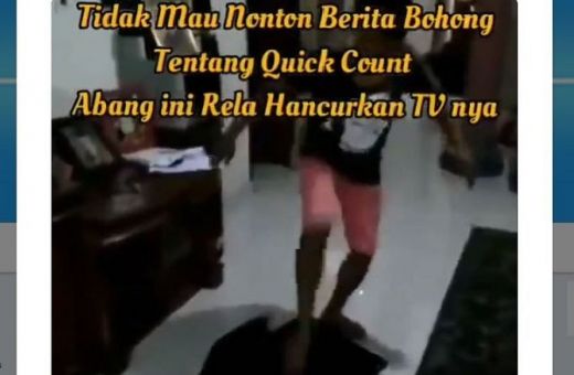 Kesal karena Prabowo Kalah di Quick Count, Pria di Padang Pariaman Ini Banting dan Hancurkan TV Miliknya
