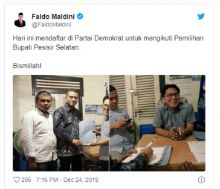 Batal Maju di Pilgub Sumbar, Faldo Maldini Daftar Pilbup Pesisir Selatan Lewat Demokrat