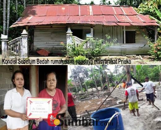 Bantuan Pemerintah Tak Kunjung Datang, Warga Sitiung Dharmasraya Gotong Royong Bangun Rumah Mbah Rakiyem
